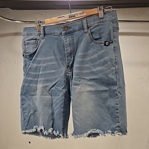 Born Primitive Light Blue Frayed Jean Shorts